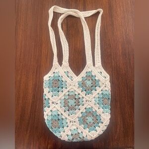 Boho Crochet Granny Square Shoulder Bag